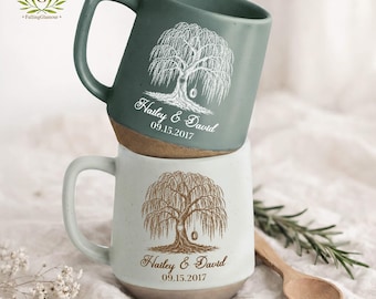 9th Anniversary Willow Tree Gift, Custom 9 Year Anniversary Mug, 9th Anniversary Gift, Couples Gift, Pottery Anniversary Gift, Willow Tree
