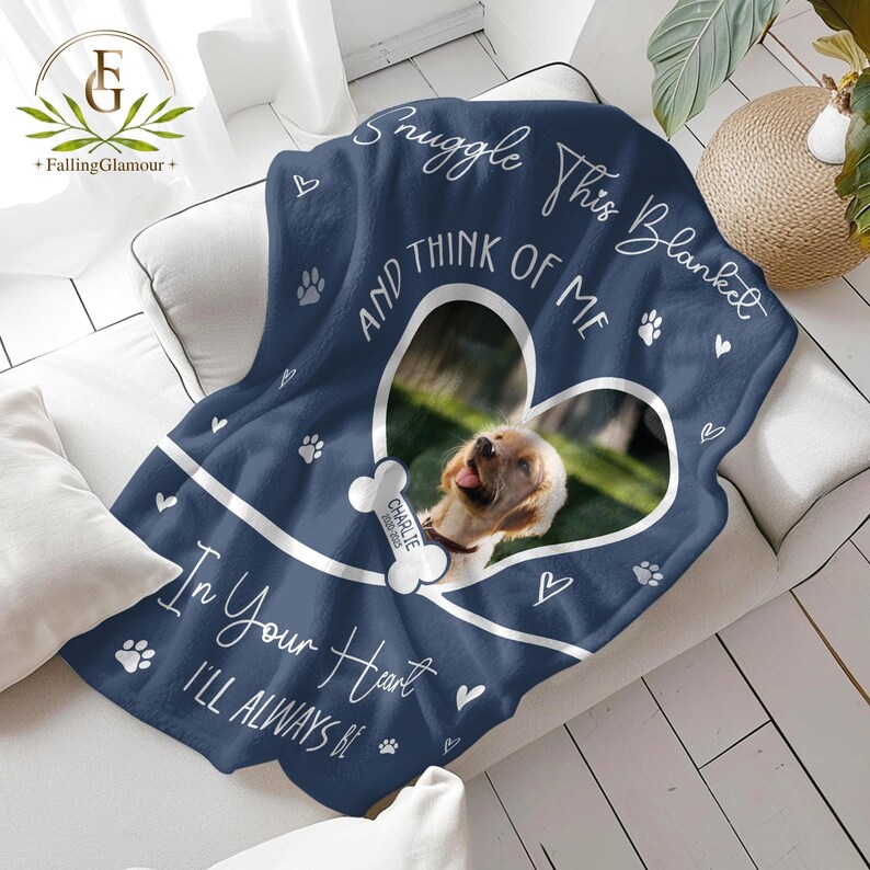 Personalized Dog Memorial Photo Blanket Gift, Dog Loss Pet Memory Gifts ...