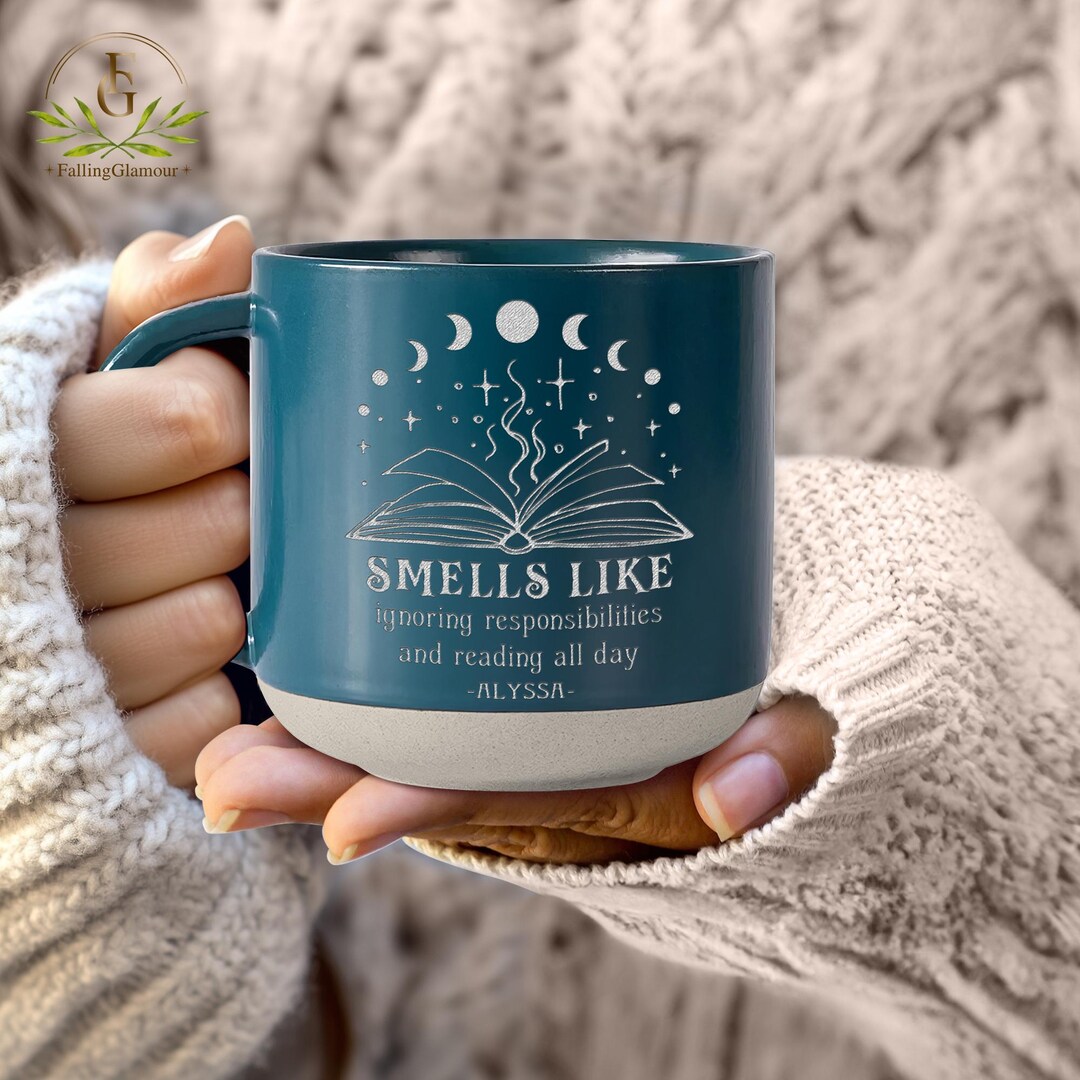 Personalized Funny Book Engraved Pottery Mug, Bookish Gifts, Bookworm ...