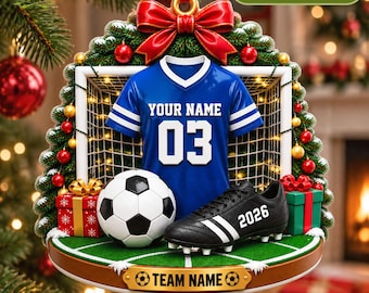 Personalized Soccer 3D Relief Acrylic Ornament, Soccer Christmas Ornament,Custom Soccer Uniform Ornament, Soccer Team Christmas Gift, Soccer