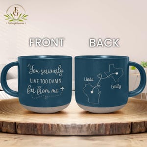 Long Distance Friend Gifts, Friendship Engraved Pottery Mug, Best Friend Gift, Custom State To State Cup, Soul Sister Gift, Missing You Gift