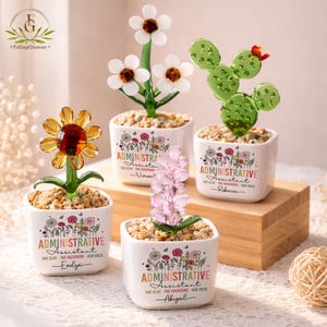 Admin Assistant Glass Flower Pot, Administrative Assistant Gift, Admin Professionals Day Thank You Gift, Employee Appreciation Gifts, Admin