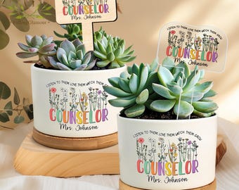 Personalized Counselor Plant Pot, School Counselor Gift, Counselor Appreciation, Counselor Grad Gift, Counselor Office Decor, Mental Health