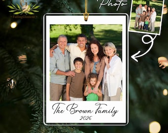 Custom Family Photo Portrait Ornament, Family Christmas Ornaments 2026, Large Family Christmas Gifts, Personalized Family Polaroid Keepsake