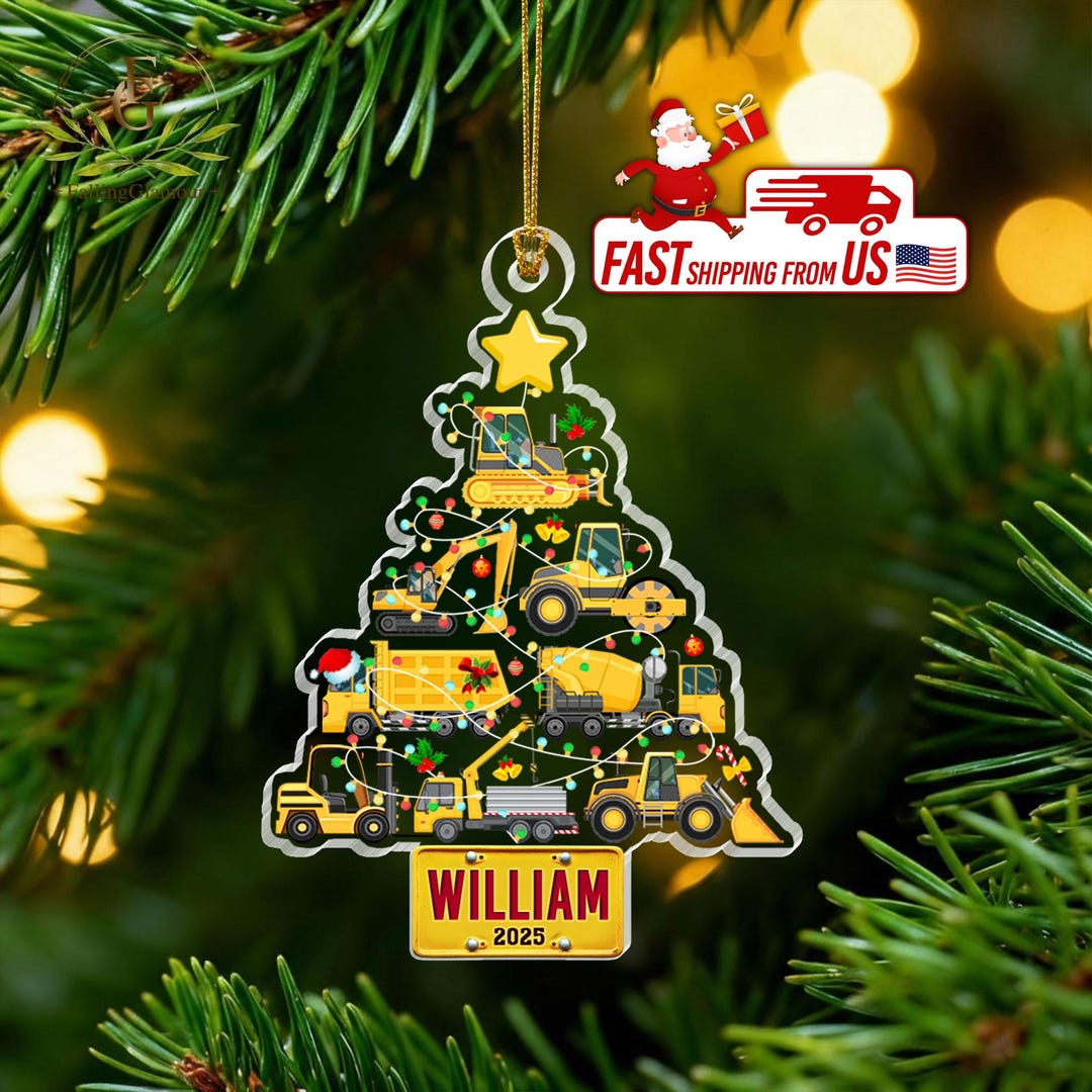 Personalized Construction Ornament, Excavator Ornament, Excavator Truck ...