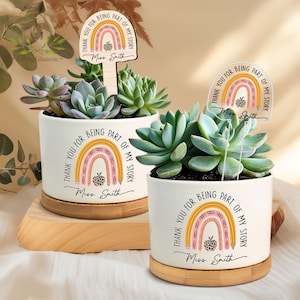 Personalized Appreciation Teacher Plant Pot, Flower Pot For Teacher, Gift for Teacher, Thank You For Helping Me Grow, Custom Plant Pot Gifts