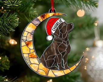 Personalized Chocolate Labrador Ornament, Choco Lab, Labrador Retriever, Black Dog, Chocolate Lab Christmas Ornament, Gift for Lab Lover