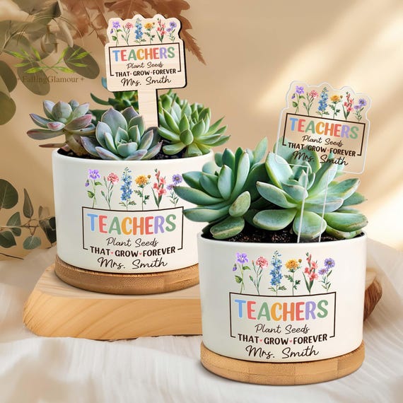 Personalized Appreciation Teacher Plant Pot, Flower Pot For Teacher, Gift  for Teacher, Thank You For Helping Me Grow, Custom Plant Pot Gifts