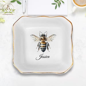 Bee Ring Holder, Bee Jewelry Dish, Cute Bee Decor, Bee Engagement Gift, Wedding Bee Dish, Bee Catchall for Rings, Gift for Her, Bee Day Gift