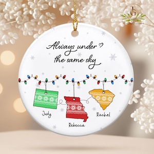 Personalized Long Distance Ornament, Christmas Gift for Long Distance Relationship,Custom State To State Ornament, Long Distance Friend Gift