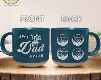Fathers Day Golf Gift from Kids Pottery Mug, Best Dad By Par, Golf Lover Gift, Dad Golf Gifts, Gift for Golf Lover, Daddy Birthday Gifts