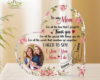 Personalized Mother's Day Gifts, Photo Acrylic Plaque, Custom Photo Gifts, Mother's Day Gift, Mom Heart Acrylic Plaque, Gift For Mom