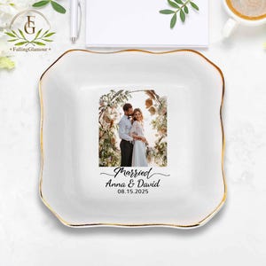Personalized Ceramic Photo Jewelry Dish, Ring Dish with Photo, Custom Jewelry Dish, Engagement Gift, Wedding Gift for Couple, Ring Holder
