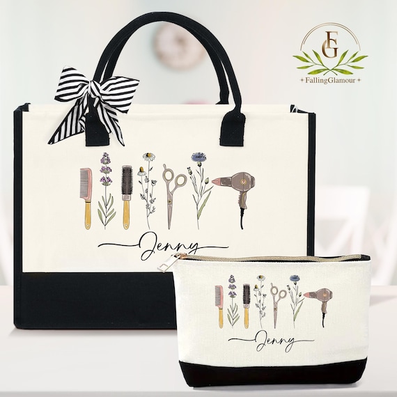 Personalized Hair Stylist Custom Tote Bag, Hairstylist Gift, Hairdresser Bag, Custom Hairdresser Gift, Makeup Bag for Beautician Canvas Bag