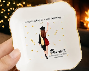 Personalized Graduation Jewelry Dish, Custom Trinket Tray, Class of 2025, Graduation Gift for Her, Senior Gift, College Graduation Keepsake