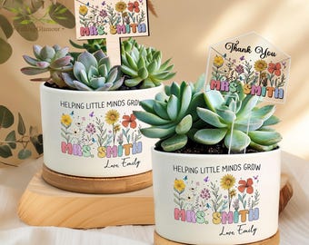 Personalized Plant Pot For Teacher, Gift for Teacher, Teacher Plant Pot, Teacher Appreciation Gift, Teacher Keepsake, Plant Lover Gifts