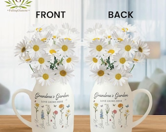 Custom Birth Month Flowers Vases, Grandma's Mom's Garden Flower Vase, Custom Mom Vases, Mother's Day Gifts, Grandma's Gift, Gifts for Mom