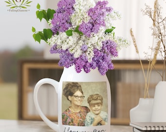 Custom Photo Flower Vase Gift For Mom, Mother's Day Gift For Grandma, Photo Gift for Best Friend, Photo Vase, Floral Ceramic Vase with Photo