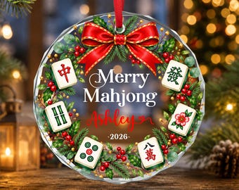 Merry Mahjong Ornament, Mahjong Lover Ornament, Custom Mahjong Ornament, Mahjong Christmas Ornament, Mahjong Group Gift, Game Night Keepsake