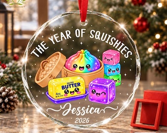 2026 Personalized Custom Name Year of Squishies Ornament, Funny Kid Christmas Ornament, Squishy Hunting Keepsake, Gift For Kid,Squishy Lover