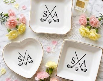 Personalized Golf Gift, Custom Golf Jewelry Dish, Custom Name Trinket Dish, Golf Lover Ring Holder, Gift for Golf Lovers, Golfing Club Gift