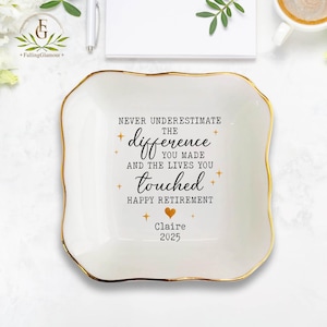 Retirement Gifts for Woman, Happy Retirement Ring Dish, Custom Retirement Gift, Retirement Jewelry Dish, Gifts For Colleague, Gifts For Mom