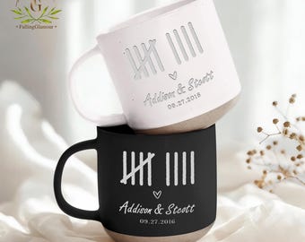 Personalized 9 Year Anniversary Gift, Custom Wedding Anniversary Pottery Mug Gift for Wife, 9th Anniversary Ceramic Mug, Couple Gift For Her