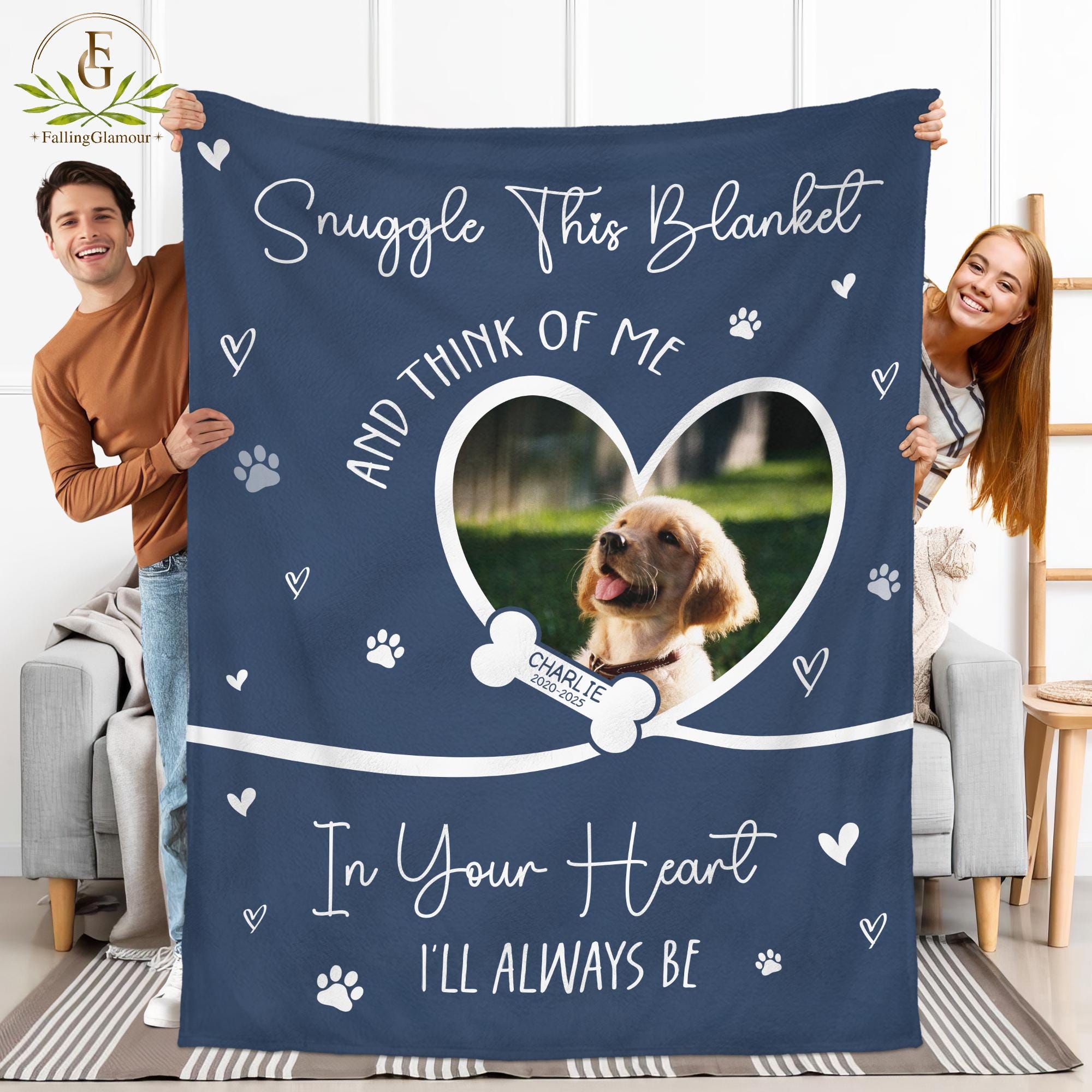 Personalized Dog Memorial Photo Blanket Gift, Dog Loss Pet Memory Gifts ...