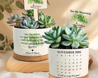 9th Anniversary Willow Tree Gifts, Anniversary Gifts, 9 Year Anniversary Willow Plant Pot, Willow Tree 9 Year Anniversary Pot, Couples Gifts