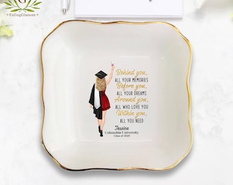 Personalized Graduation Girl Portrait Jewelry Dish, Custom Trinket Tray, Class of 2025, Graduation Daughter, Senior Gift, College Graduation
