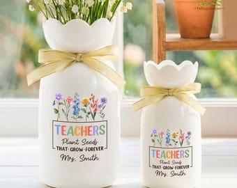 Custom Flower Vase Gift For Teacher, Teacher Appreciation Gift, Teacher Vase, Birthday Gift, Mom Gift,Teacher Gift, Teacher Week Mom Gift
