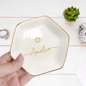 Bar Mitzvah Gifts, Bat Mitzvah Gifts for Girls, Star of David Ring Dish, Jewish Trinket Dish, Hebrew School Gift, Hanukkah Holiday Gifts