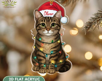 Personalized Tabby Cat Ornament, Tabby Cat Christmas Ornament Gift, Cat Ornament, Gift For Pet Lovers, Cat Christmas Gift, Cat Mom Dad Gift