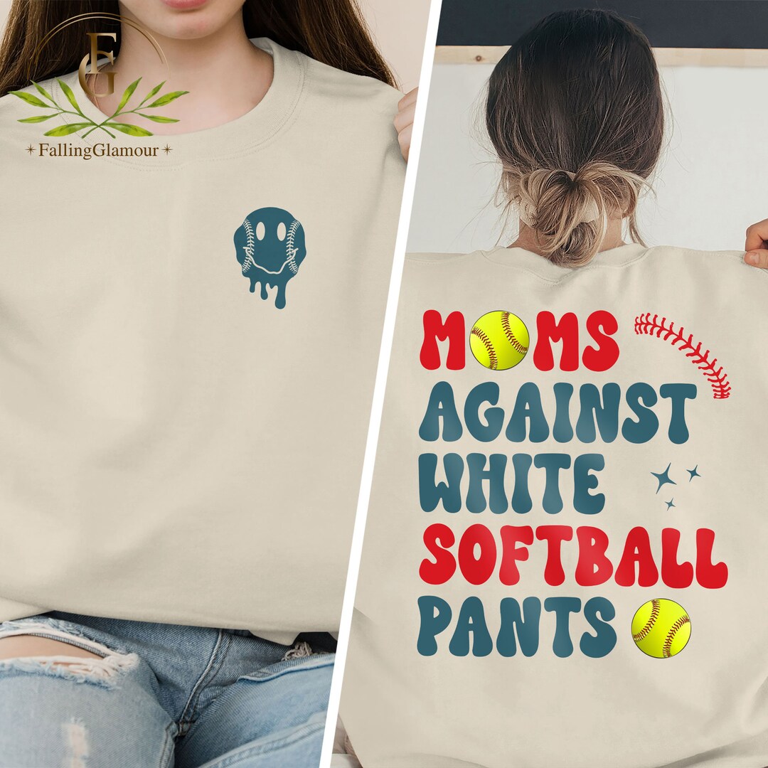 Moms Against White Softball Pants Sweatshirt Softball Mom Etsy