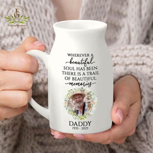 Memorial Flower Vase, Mothers Day Gift, Remembrance Keepsake with Photo, Father in Heaven, Memorial Gift, Loss Father Day, Dad Remembrance