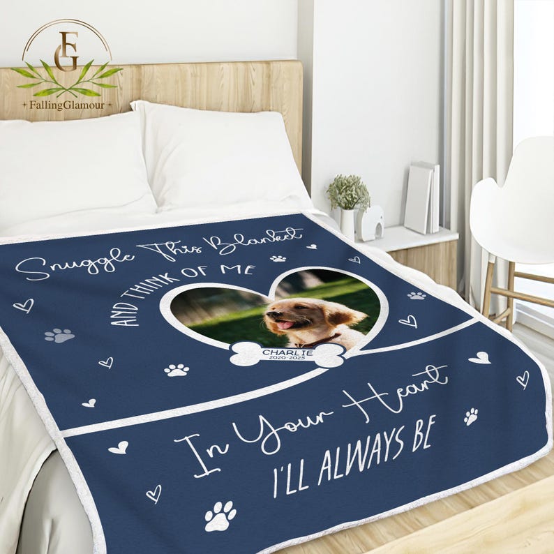 Personalized Dog Memorial Photo Blanket Gift, Dog Loss Pet Memory Gifts ...