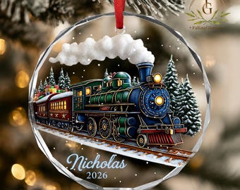 Personalized Train Ornament, Train Gift, Custom Locomotive Ornament, Railway Ornament, Train Holiday Ornament, Train Lover Gift, Steam Train