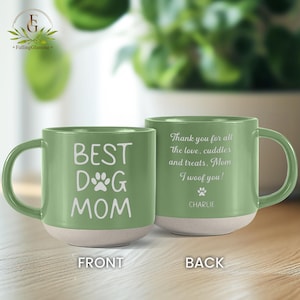 Dog Mom Engraved Pottery Mug, Best Dog Mom Mug, Dog Mom Gift, Personalized Dog Mom Cup, Gift for Dog Mom, Dog Lover Gift, Dog Mom Coffee Mug