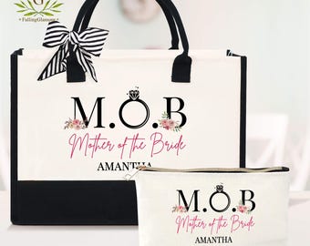 Mother Of The Bride Tote Bag, MOB Tote Bag, Mother of the Bride Gift Bag, Personalized Wedding Gifts, Gift for Mother Bride, Engagement Gift