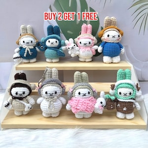 BUY 2 GET 1 FREE : Miffy Bunny Handmade Crochet Lifestyle Keychain Bag With Charm, Keychain crochet, Gift For Her, Handmade crochet Keychain
