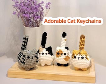 Handmade Mini Crochet Amigurumi Cat Keychain, Crochet Cute Cat Keychain, Cute Keyring, Crochet Cat Stuffed Animal, Cute Gifts For Cat Lovers