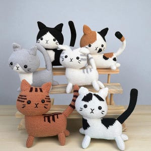 Amigurumi Crochet Cat Plush – Handmade Stuffed Animal Toy, Kawaii Cat Gift, Calico Cat Decor, Cute Yarn Doll for Cat Lovers