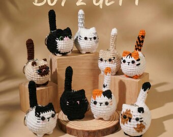 Crochet mini cat keychain, Crochet Cute Cat Keychain, Handmade Mini Crochet Amigurumi Cat Keychain, Cute Gift for Cat Lovers