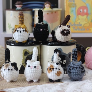 Crochet Cat Plushie Mini Animal Keychain, Handmade Mini Crochet Amigurumi Cat Keychain, Crochet Cat Stuffed Animal, Cute Gift For Cat Lovers