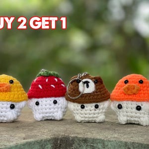 Crochet Mushroom Keychain: Handmade Plush Animal Charm