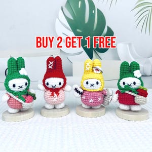 BUY 2 GET 1 FREE : Handmade Crochet Miffy Bunny Lifestyle Keychain Bag With Charm, Handmade crochet Keychain, Keychain crochet