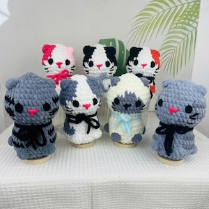 Crochet Cat Plush - Amigurumi Velvet Kitten Toy - Handmade Stuffed Cat Gift - Soft Kawaii Kitty Plushie - Cute Animal Decor