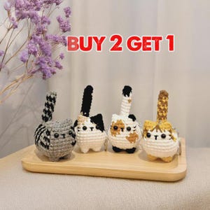 Crochet Cute Cat Keychain, Buy 2 Get 1, Handmade Mini Crochet Amigurumi Cat Keychain, Cute Animal Keyring, Crochet Cat, Cute Cat Gifts