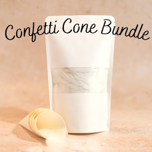 White Confetti & Cone Bundle | Water Soluble Biodegradable Rice Paper Confetti | White Wedding Confetti and Confetti Cones 25, 50, 100 Guest