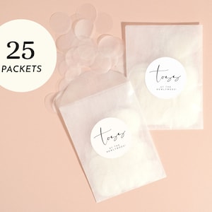 25 x Rice Paper Water Soluble Confetti Sachets for Wedding Toss | Biodegradable Confetti Bags for Weddings | Toss At The Newlyweds Sticker